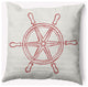 18x18" Large Ship Wheel Nautical Decorative Indoor Pillow, Ligonberry Red