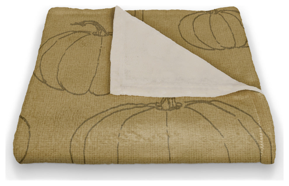 Mustard Yellow Pumpkin Pattern 50x60 Coral Fleece Blanket