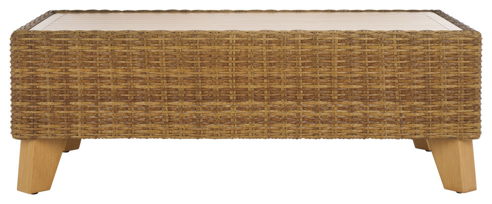 Safavieh Couture Indoor-Outdoor Margarita Wicker Coffee Table, Natural