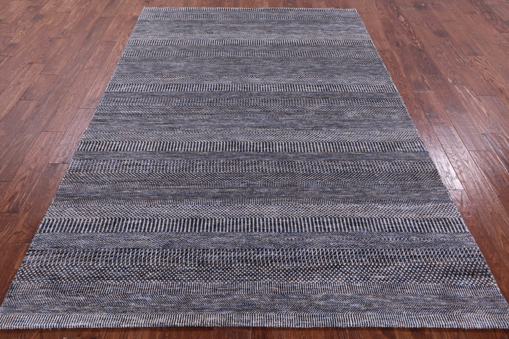 6' 0" X 8' 10" Savannah Grass Wool and Silk Handmade Rug Q11966