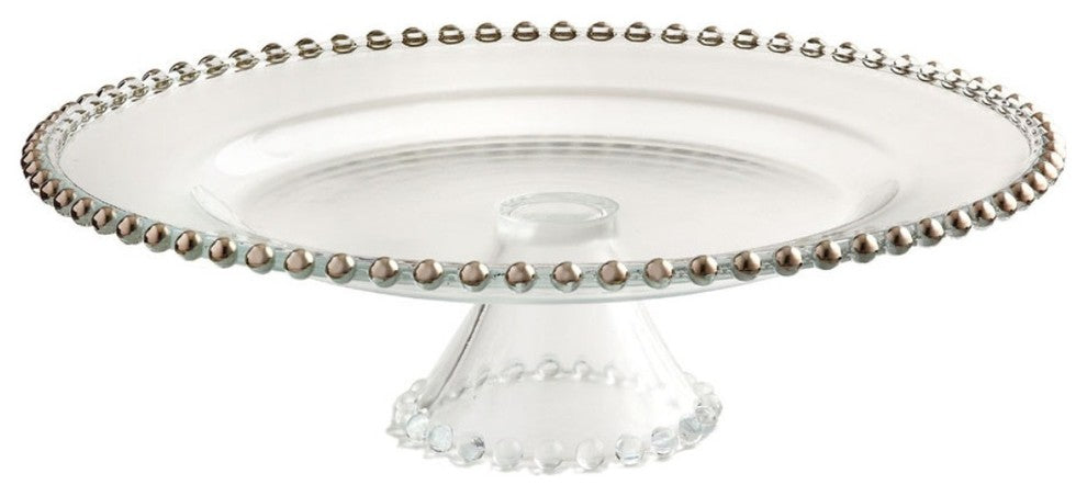 Elegance 12" Beaded Footed Cake Stand, Silver
