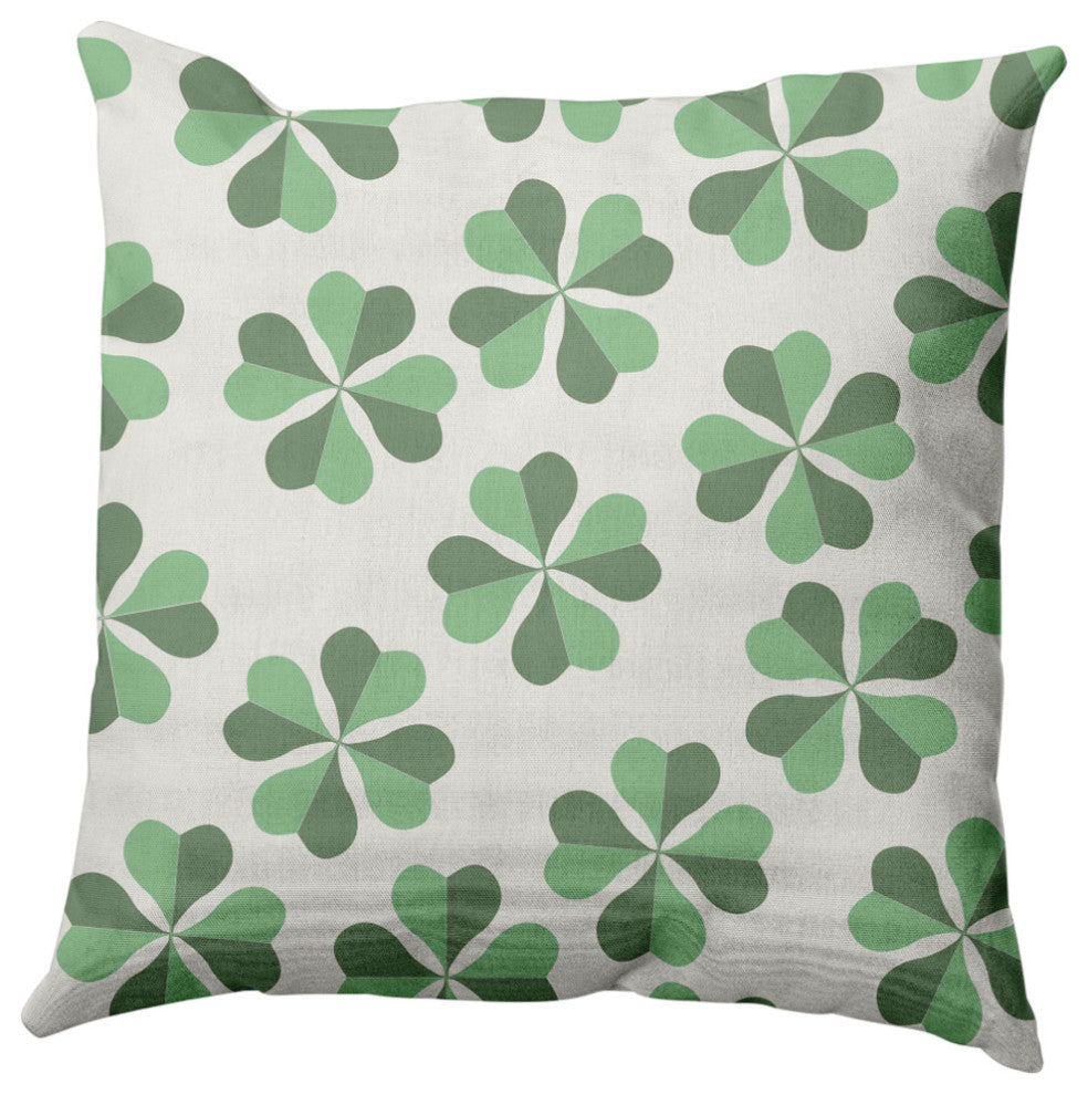 Lucky Patch St. Patrick's Day Indoor/Outdoor Pillow, Laurel Tree Green, 16x16"