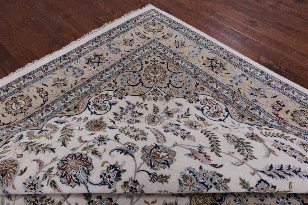 9' 8" X 14' 4" Persian Nain Wool & Silk Handmade Rug - Q13788