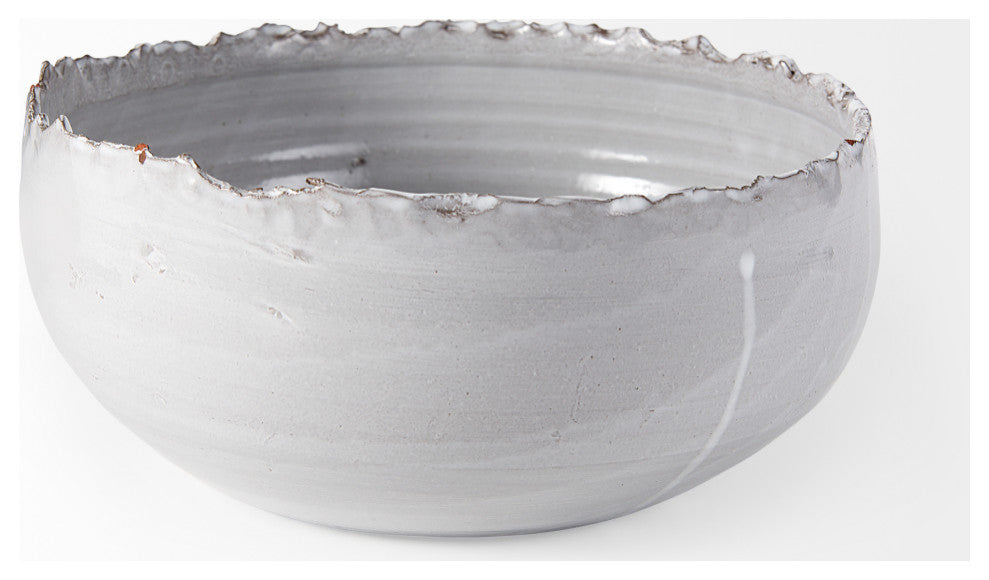 Larsen 13Lx13W White Ceramic Large Decorative Bowl