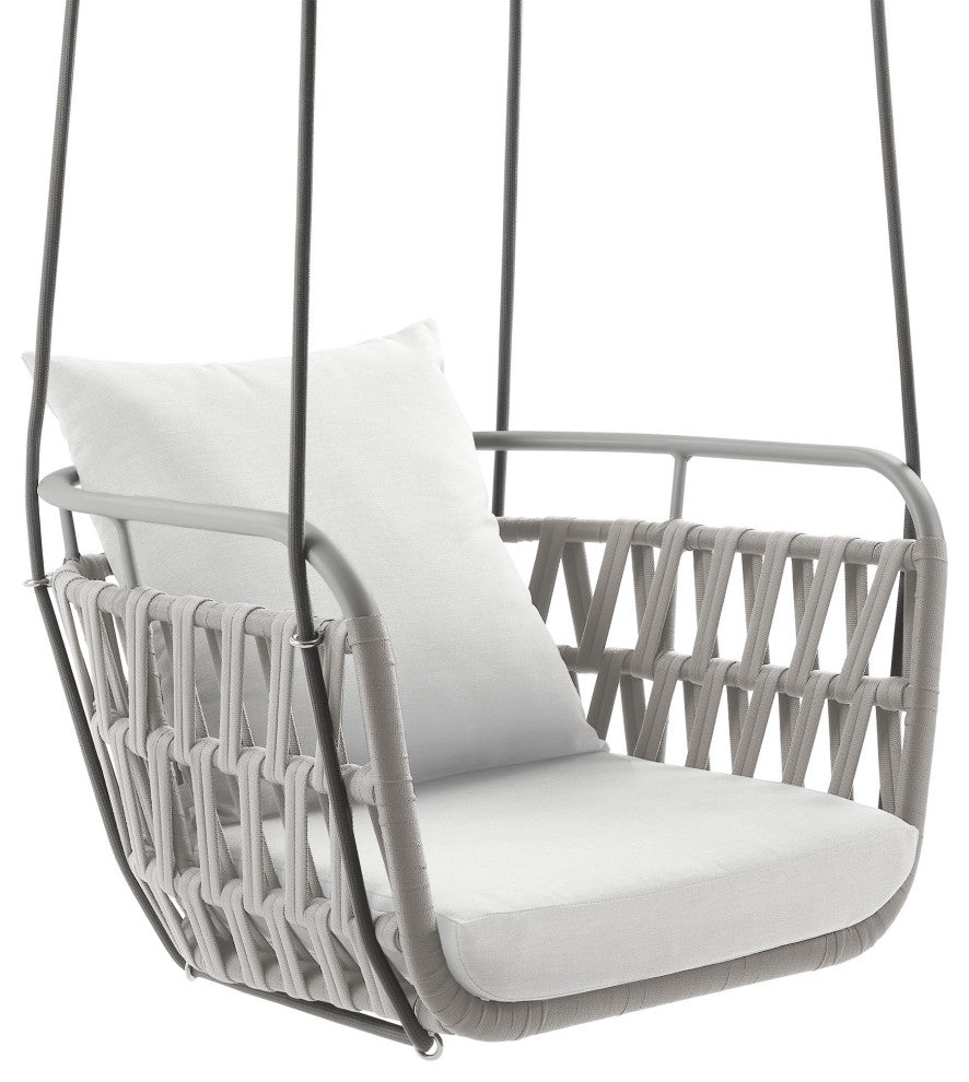 Kaliah Outdoor Patio Aluminum Swing Chair, Light Gray White