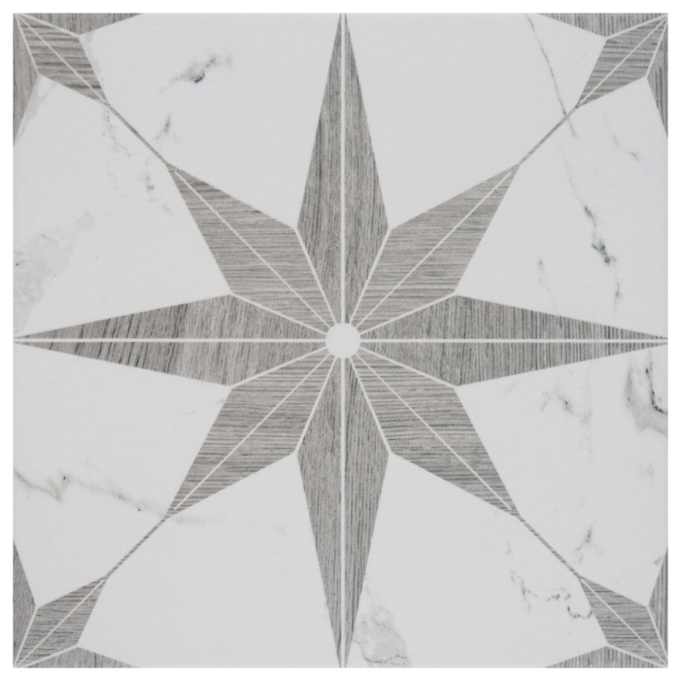 Llama Stella Loire Porcelain Floor and Wall Tile, Noce, Silver