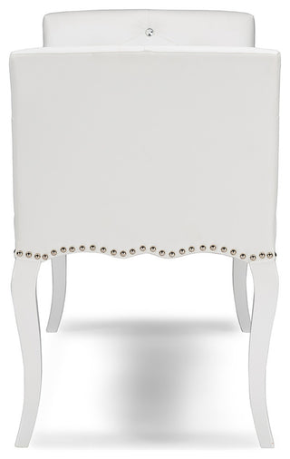 Kristy Modern White Faux Leather Classic Seating Bench