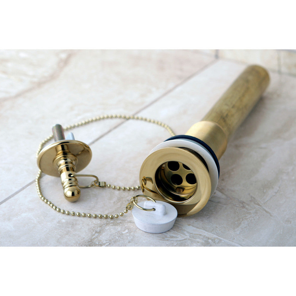 Kingston Brass Chain and Plug Pull-Out Drain without Overflow, Polished Brass