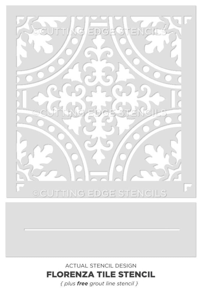 Florenza Tile Stencil, DIY Faux Italian Tiles, Cement Tile Stencils, Small