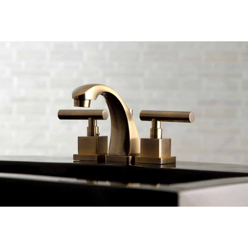 Kingston Brass Widespread Bathroom Faucet With Brass Pop-Up, Antique Brass