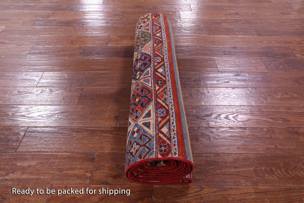 3' 1" X 13' 10" Khorjin Super Kazak Hand Knotted Runner Rug Q10856