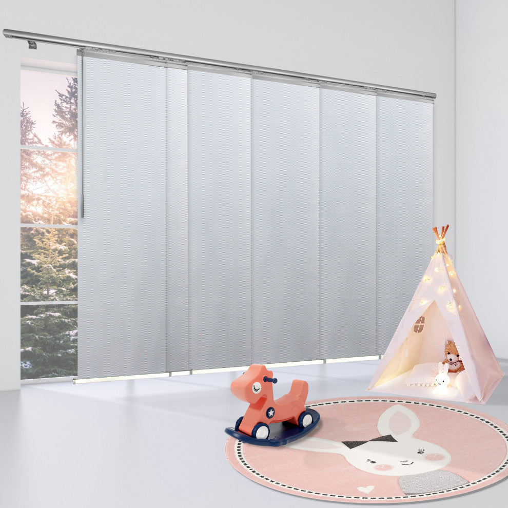 Dappled Iron 6-Panel Track Extendable Vertical Blinds 98-130"W