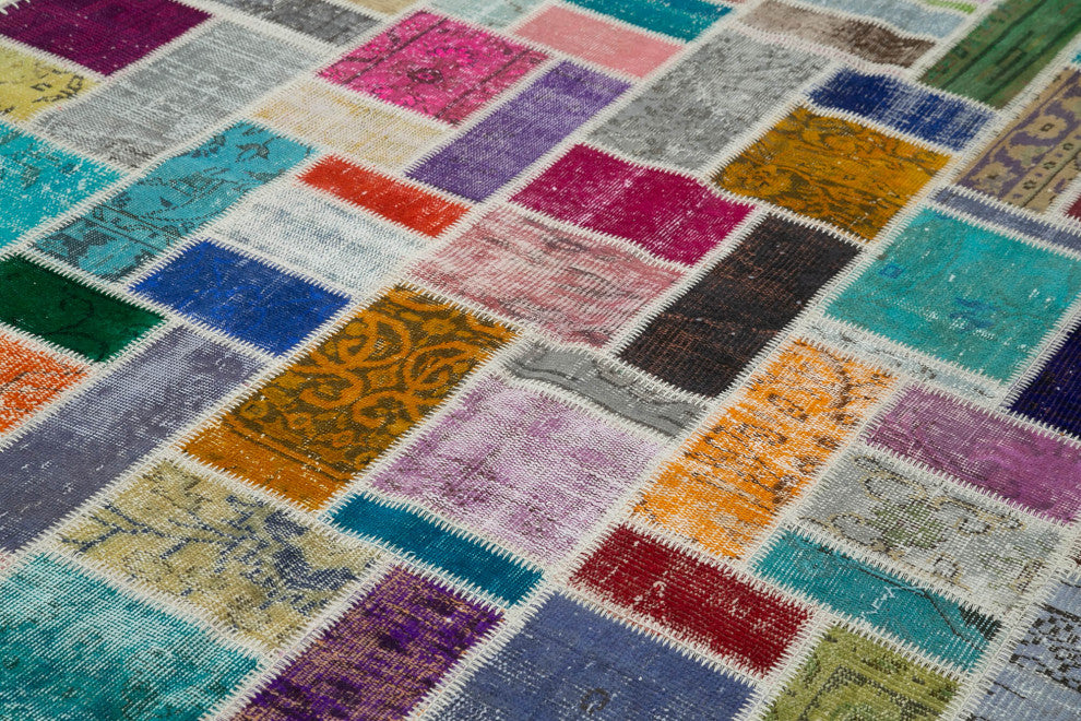 Rug N Carpet - Handwoven Oriental 6' 10" x 9' 9" Decorative Patchwork Area Rug