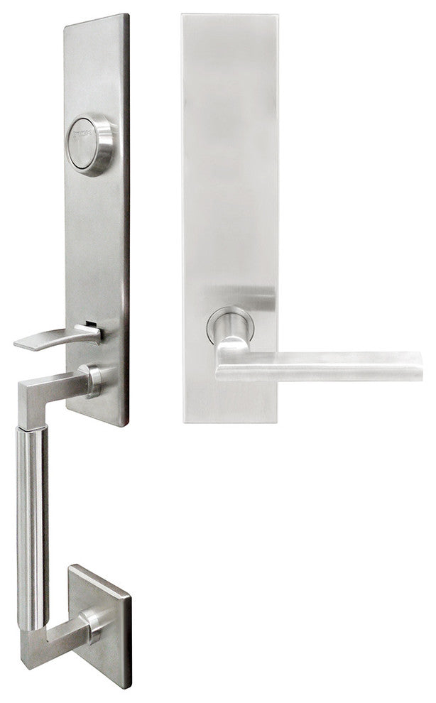 Sunrise Lever, Tubular Entry Handle set, RHR, Satin Stainless Steel