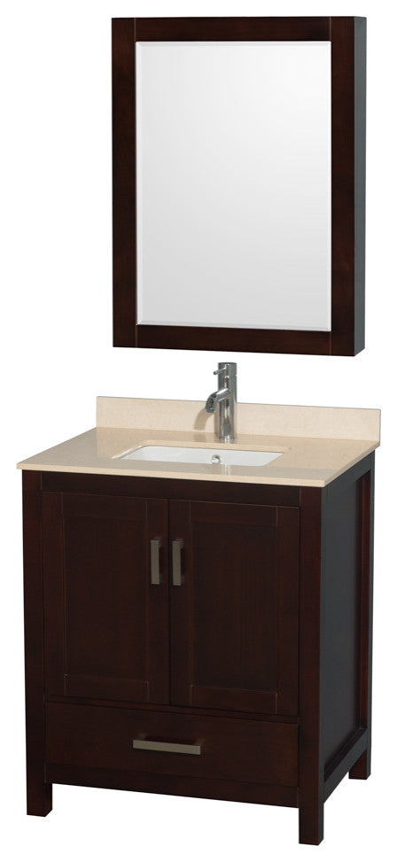 Wyndham WCS141430SESIVUNSMED Espresso Vanity with Ivory Marble Top and Square Si