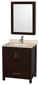 Wyndham WCS141430SESIVUNSMED Espresso Vanity with Ivory Marble Top and Square Si