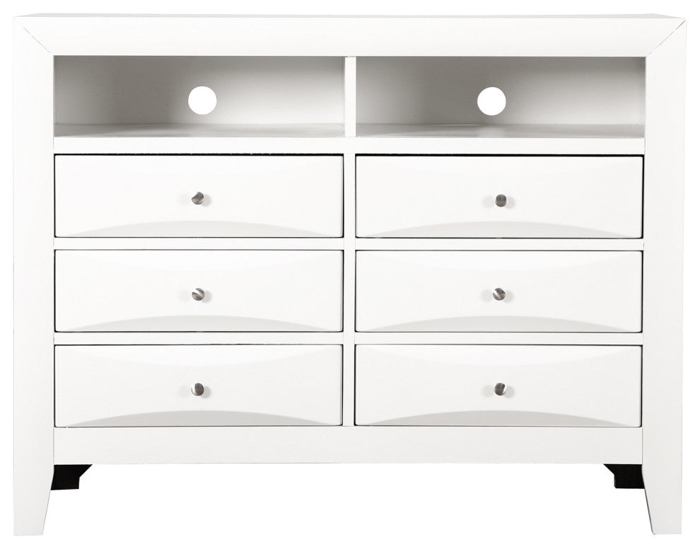 Marilla White 6 Drawer Chest of Drawers, 47"x17"x37"