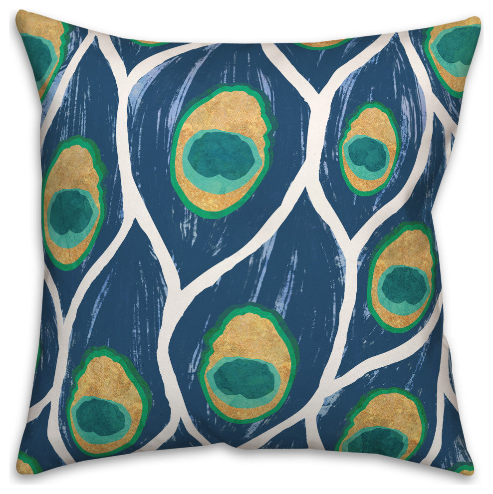 Swoopin Feather Peacock 3 20x20 Spun Poly Pillow