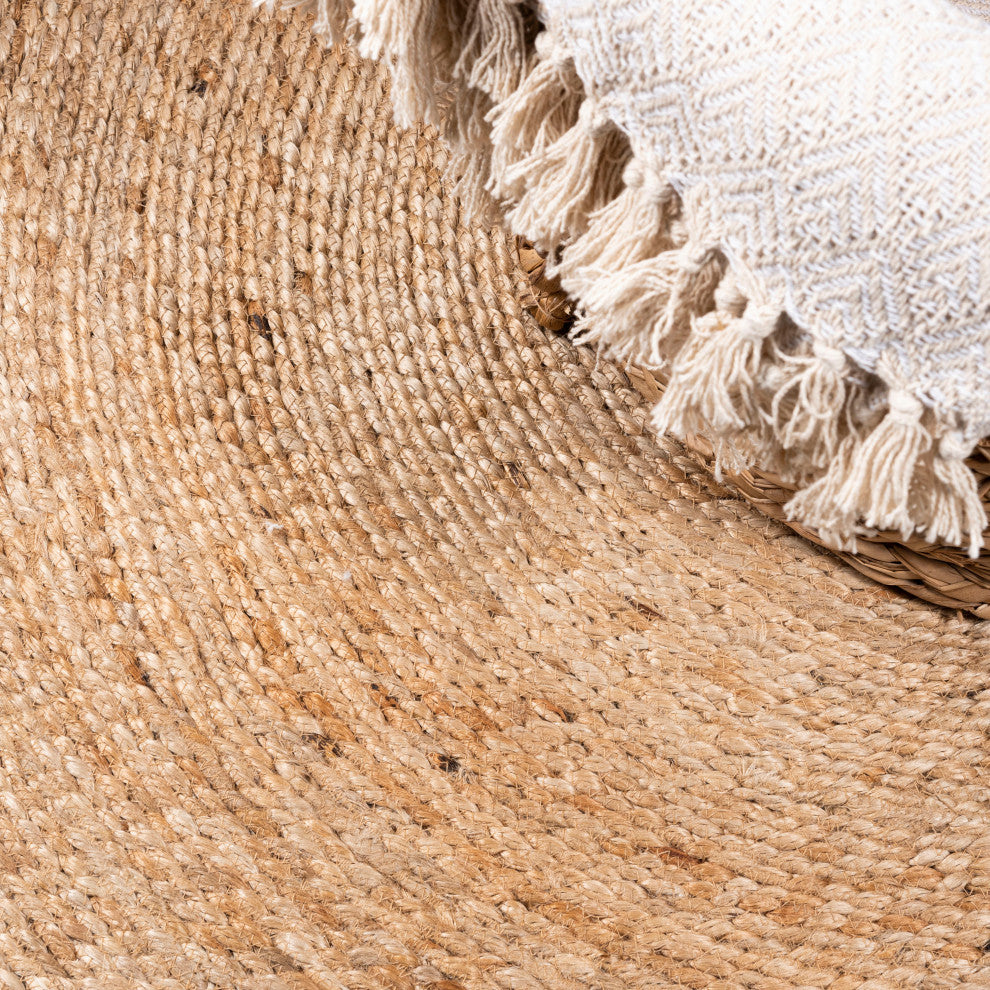 Soleil Round Natural Jute Braided Circle Natural 6' Round Area Rug