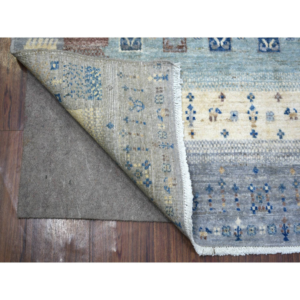 Gray Afghan Kashkuli Gabbeh Animal Figurines Hand Knotted Wool Rug 4'0" x 5'9"