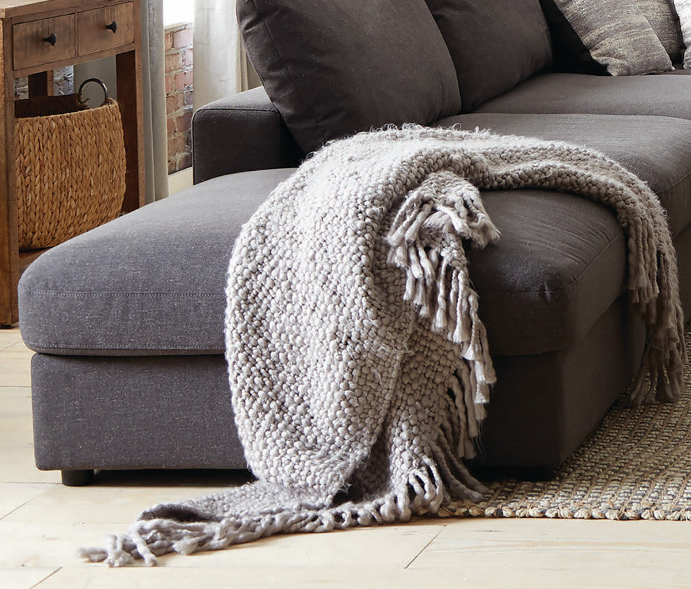 Upholstered Rectangular Ottoman, Charcoal