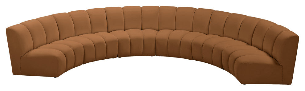 Infinity Channel Tufted Velvet Modular Chair, Saddle, 6 Piece