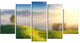 Morning Mist over Mountain Village, Landscape Canvas Print, 60"x32", 5 Panels