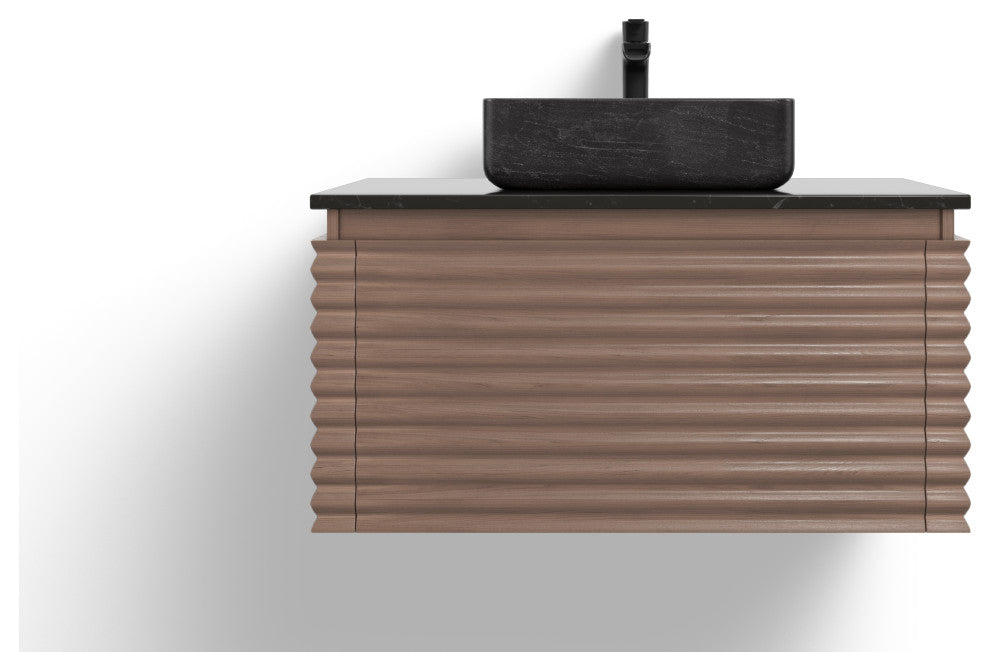 The Accordion Bathroom Vanity, Chestnut Oak, 36", Single Sink, Wall Mount