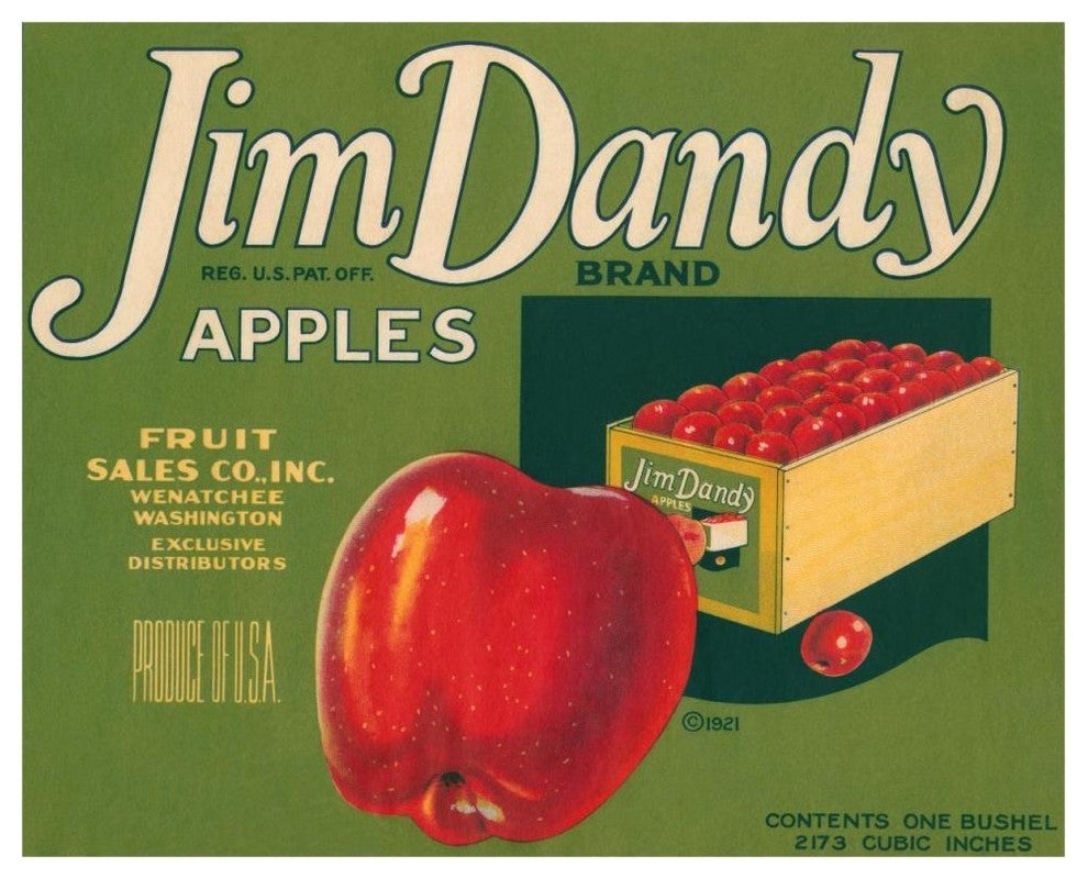 "Jim Dandy Brand Apples" Digital Paper Print by Retrolabel, 46"x37"