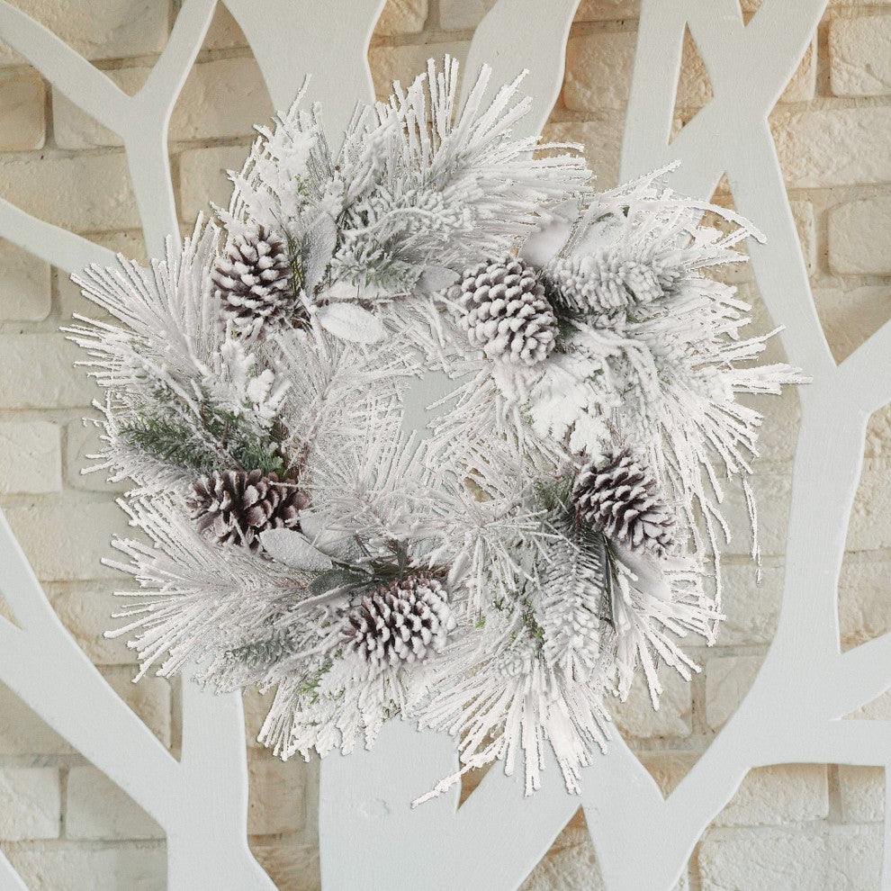 24" Snowy Pine Wreath with Large Cones - Door