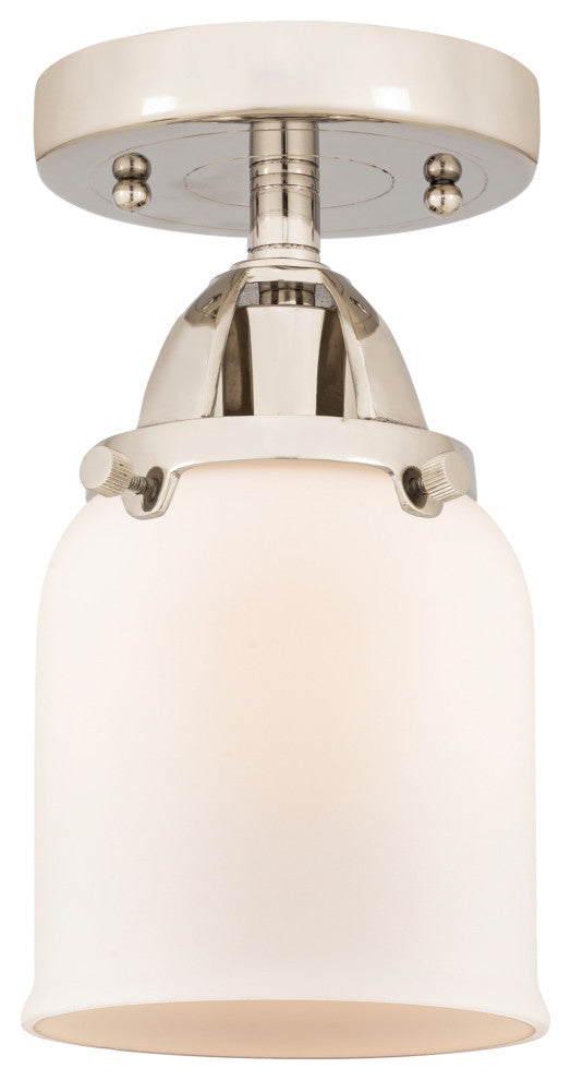 Small Bell Semi-Flush Mount, Polished Nickel, Matte White, Matte White