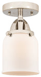 Small Bell Semi-Flush Mount, Polished Nickel, Matte White, Matte White