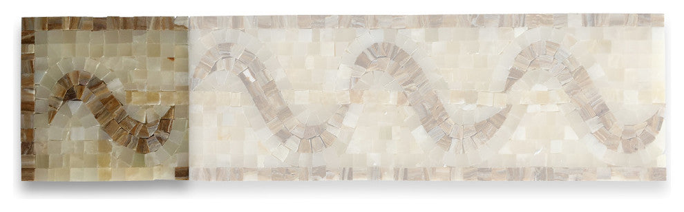 Marble Mosaic Border Decorative Tile Melody Onyx 4.7x4.7 Polished, 1 piece
