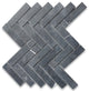 Nero Marquina Black Marble 1x4 Herringbone Mosaic Tile Honed, 1 sheet