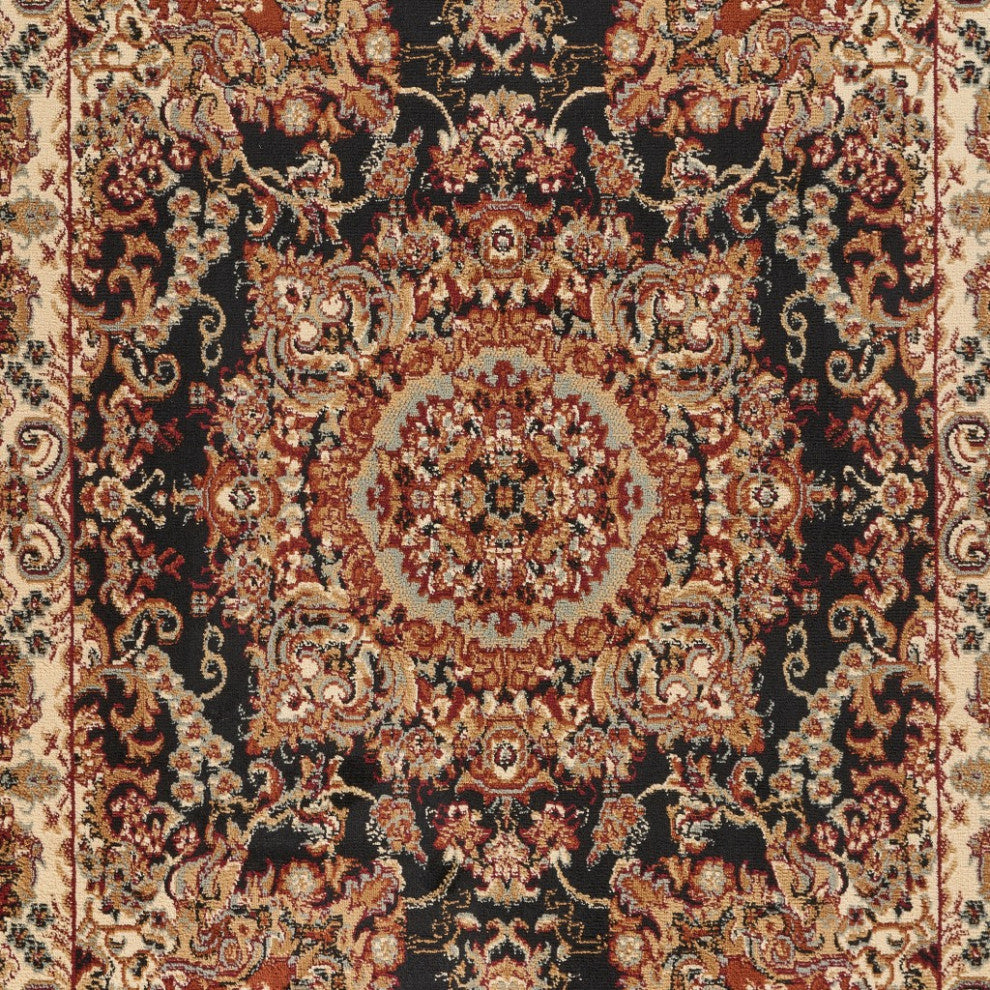 7" x 9" Black Royal Medallion Area Rug