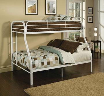 78"x54"x60" Twin Over Full White Metal Tube Bunk Bed