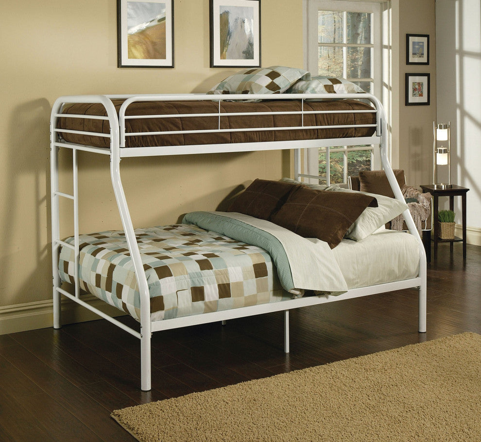 78"x54"x60" Twin Over Full White Metal Tube Bunk Bed