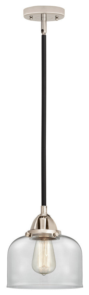 Large Bell Mini Pendant, Black Polished Nickel, Clear, Clear
