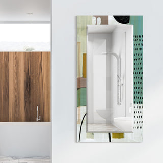 PatternBeveled Mirror on Abstarct Printed Tempered Art Glass, 54x28"