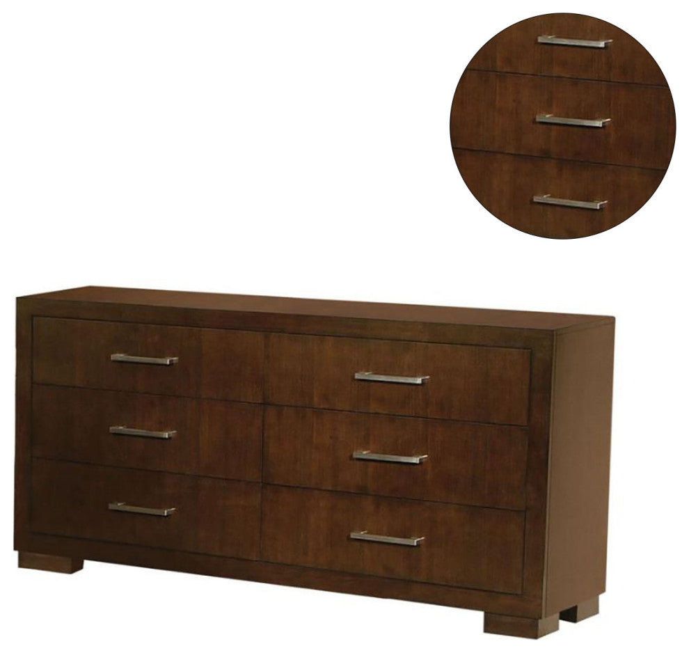 6 Drawers Wood Dresser, Cappuccino