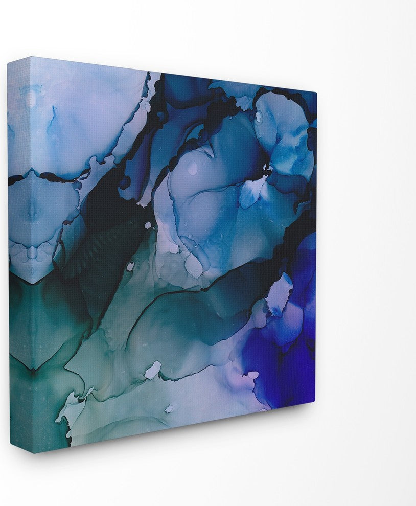 Deep Water Abstract Splashes Stretched Canvas Wall Art, 7"x17"