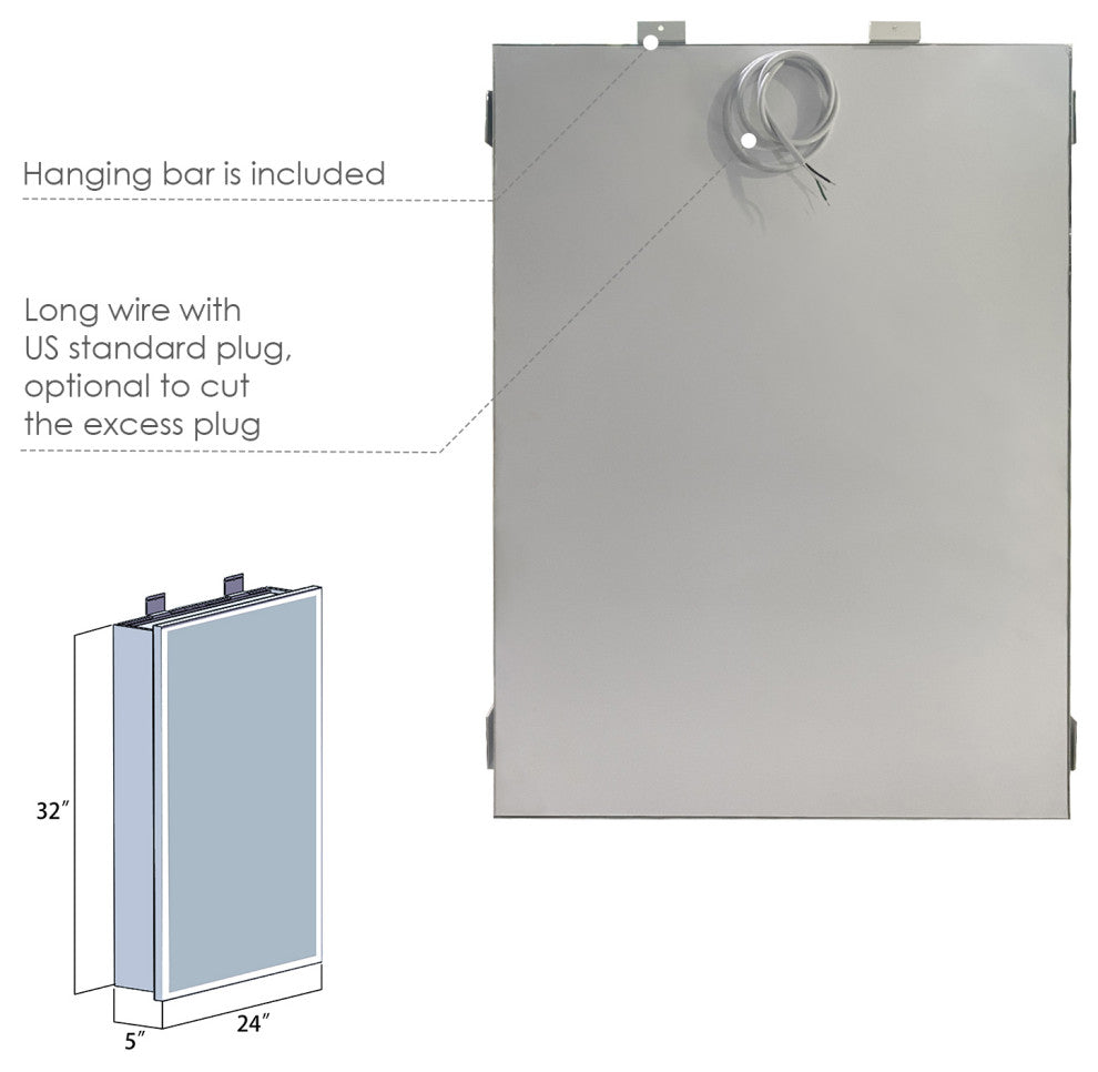 Carsoli Frameless Surface-Mount/Recessed LED Lighted Medicine Cabinet, 24"