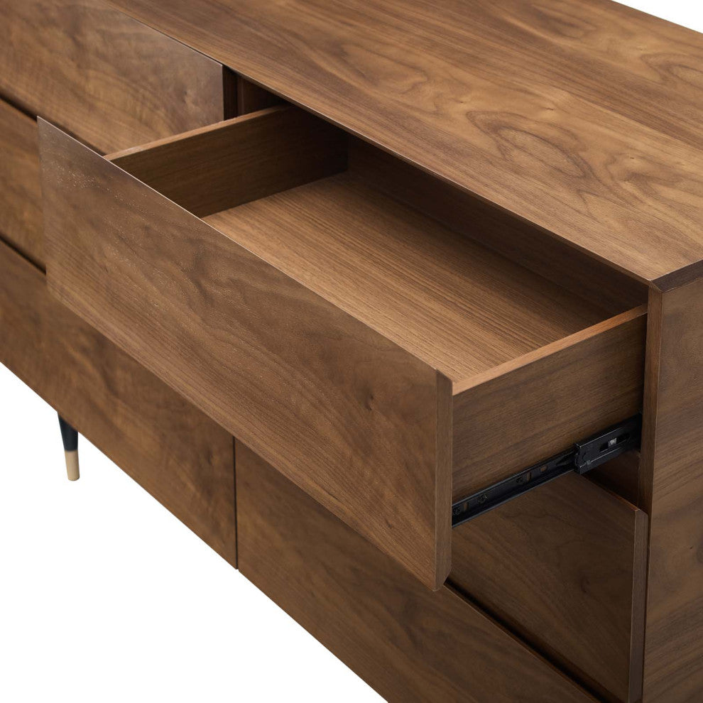 Dresser Drawer Chest Stand, Wood, Brown Walnut, Modern Farmhouse Living Room