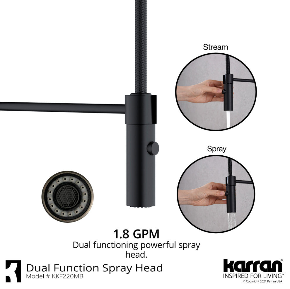 Karran Single-Handle Pull-Down Sprayer Kitchen Faucet, Matte Black