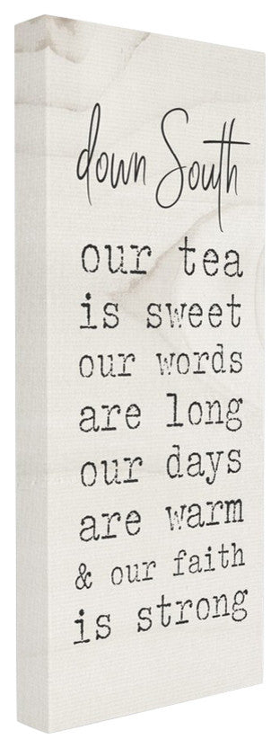 Down South Tea Words & Faith Typography Wall Art, 13"x30", Canvas