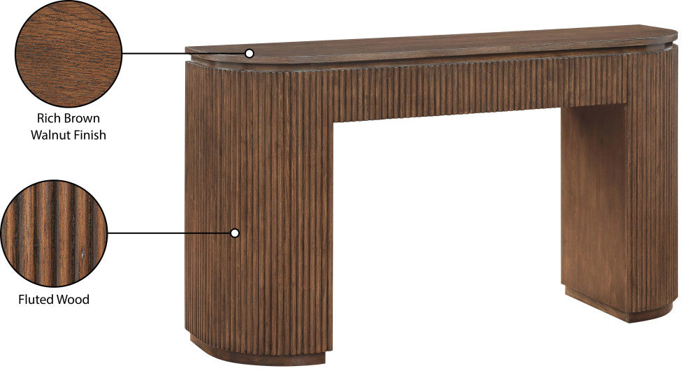 Astrid Solid Wood And Oak Veneer Vanity / Desk / Console Table, Brown