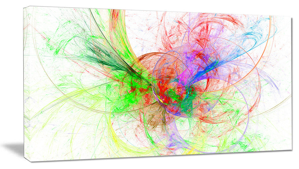 Multi Color on White Fractal Design, Abstract Canvas Art Print, 40x20