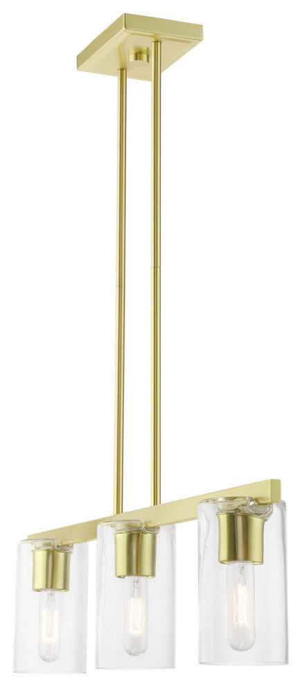 Clarion 3 Light Satin Brass Linear Chandelier