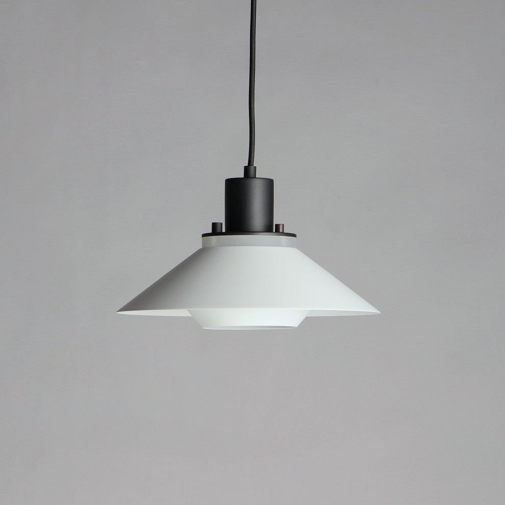 Maxim Lighting Oslo 11.75" 1-Light Small Pendant, Black/White, 11410BKWT