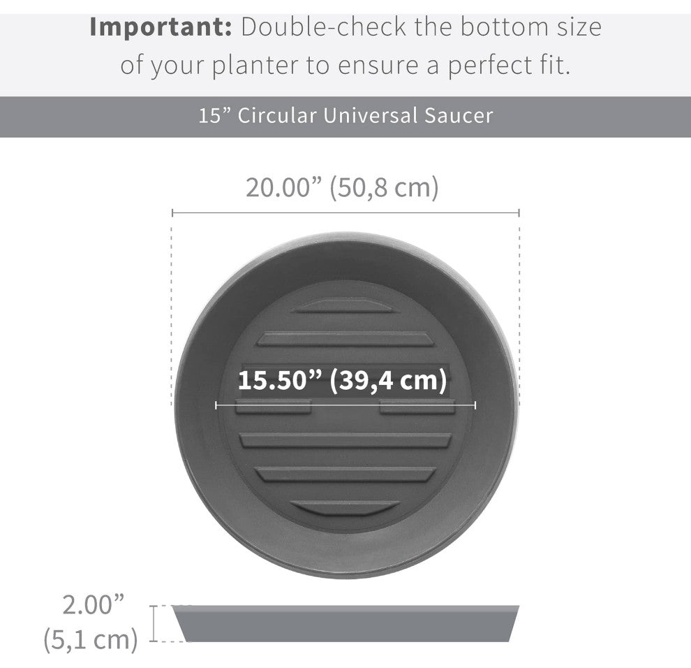 Universal Round Plant Saucer, Drip Tray, Inner Diameter 15" x Outer 20", White
